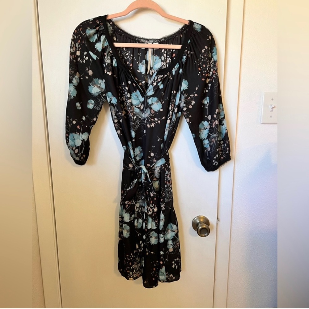 💖 watercolor dark floral mini dress - Picture 4 of 5